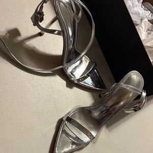 Fashion Nova Shiny Silver Heels